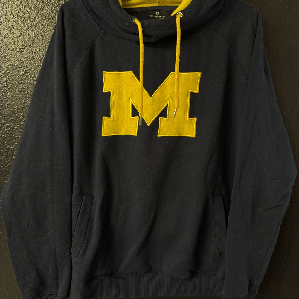 Vintage Navy Michigan Hoodie with Yellow M